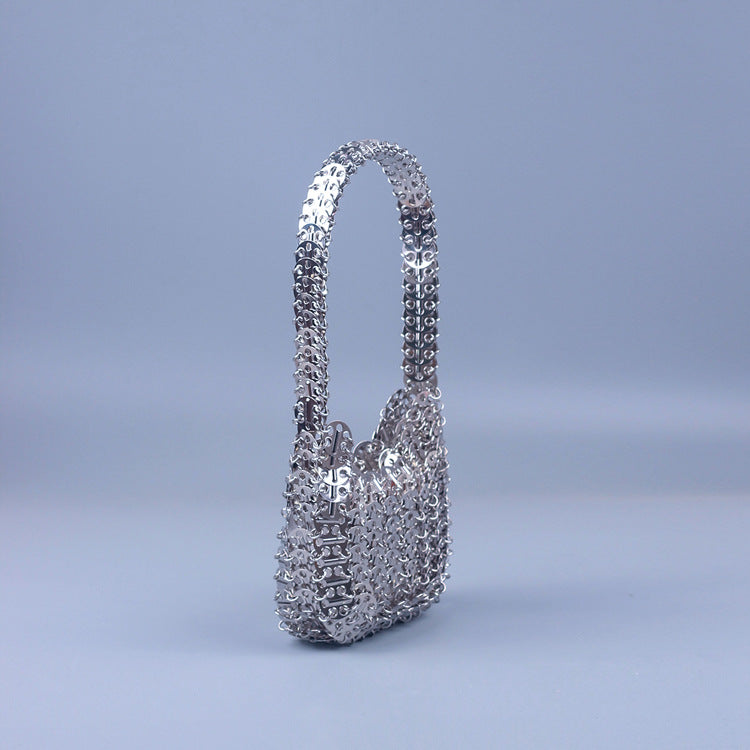 Silver Paillette Portable Handmade Bag High Texture