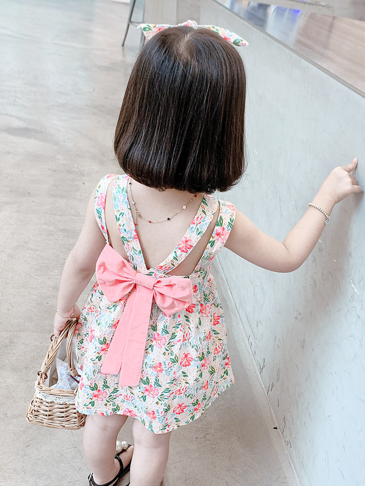 Girls Summer Ruffled Spaghetti Straps Dress