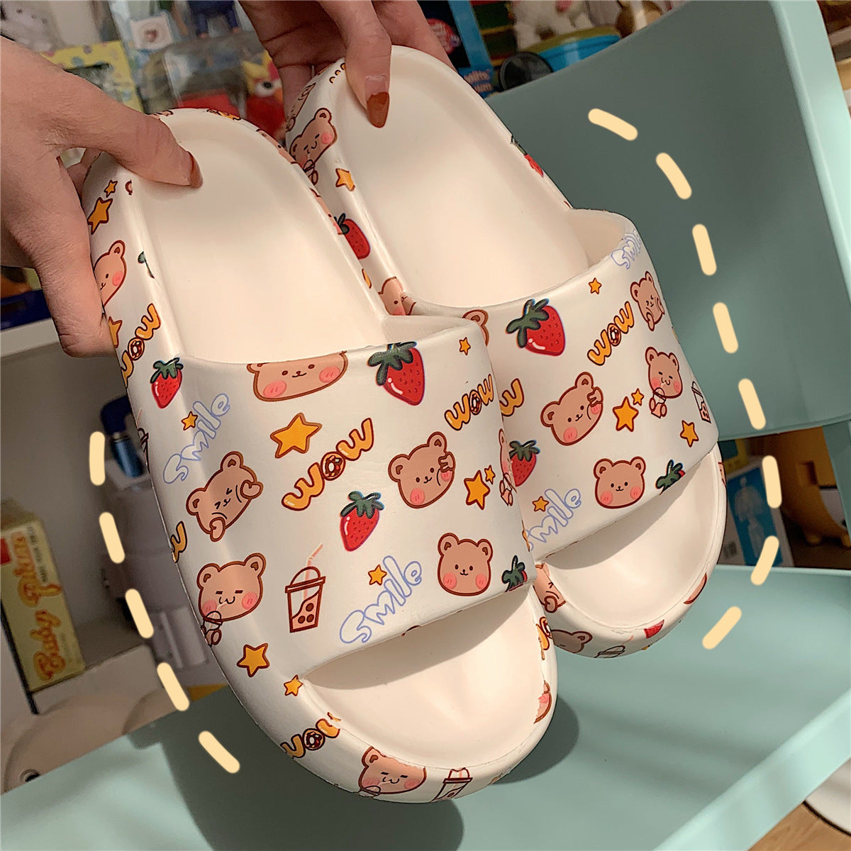 Cute Cartoon Slippers Women With Soft Thick Soles