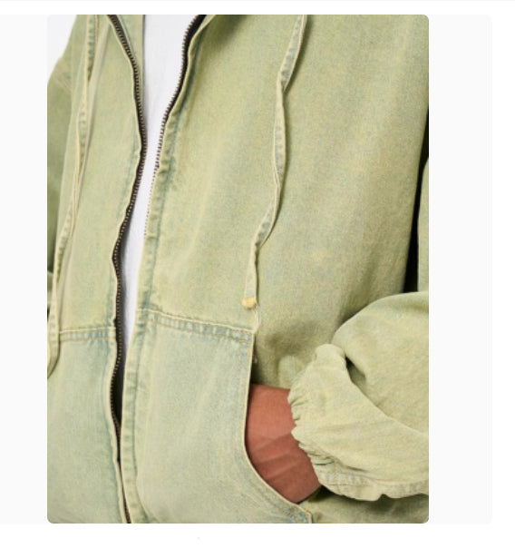 Casual Loose Denim Zipper Coat For Men