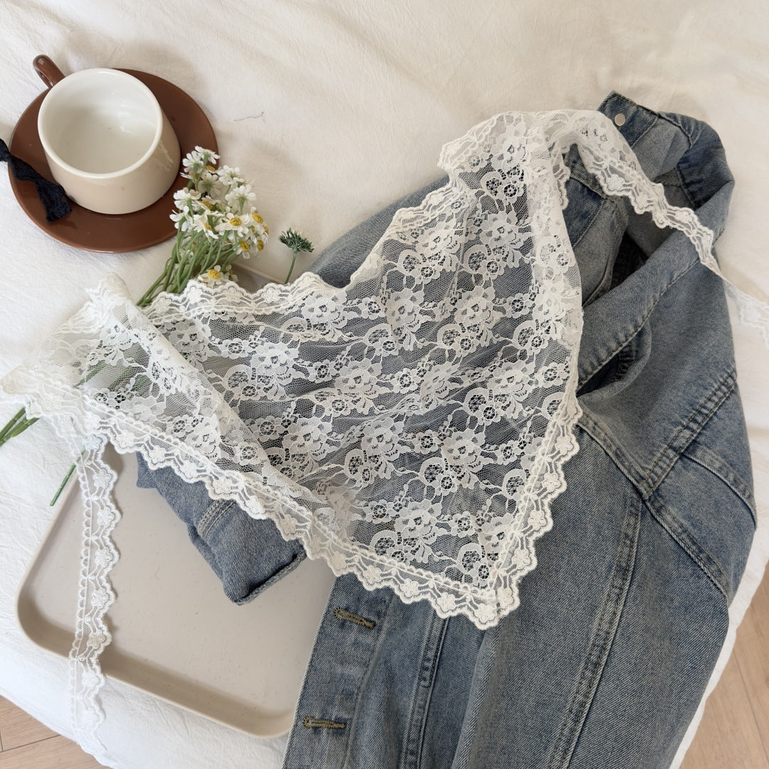 Korean-style Lace Patchwork Triangle Scarf Decorative Apron