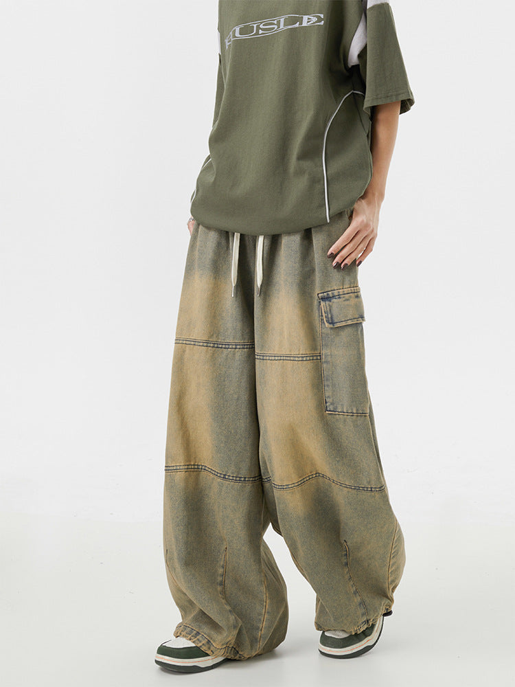 Amerikanske High Street Oversize Løse Multilomme Workwear Casual Bukser til Mænd og Kvinder
