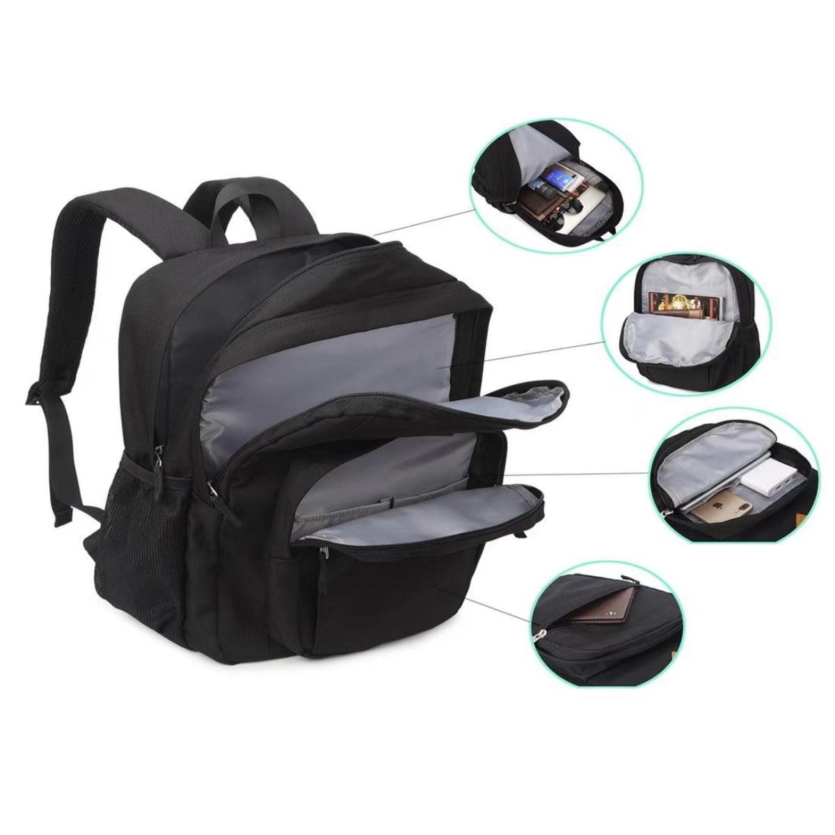 Large Capacity Black Wear-resistant Stain-resistant Casual And Lightweight Schoolbag