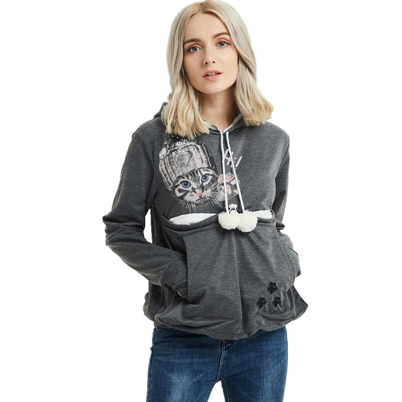 Pocket Sweatshirt Pullover Hooded Women