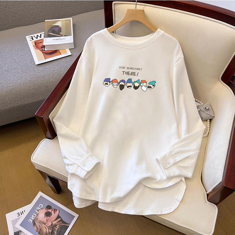 Spring And Autumn Bandage Dress Cotton Base Shirt Mid-length