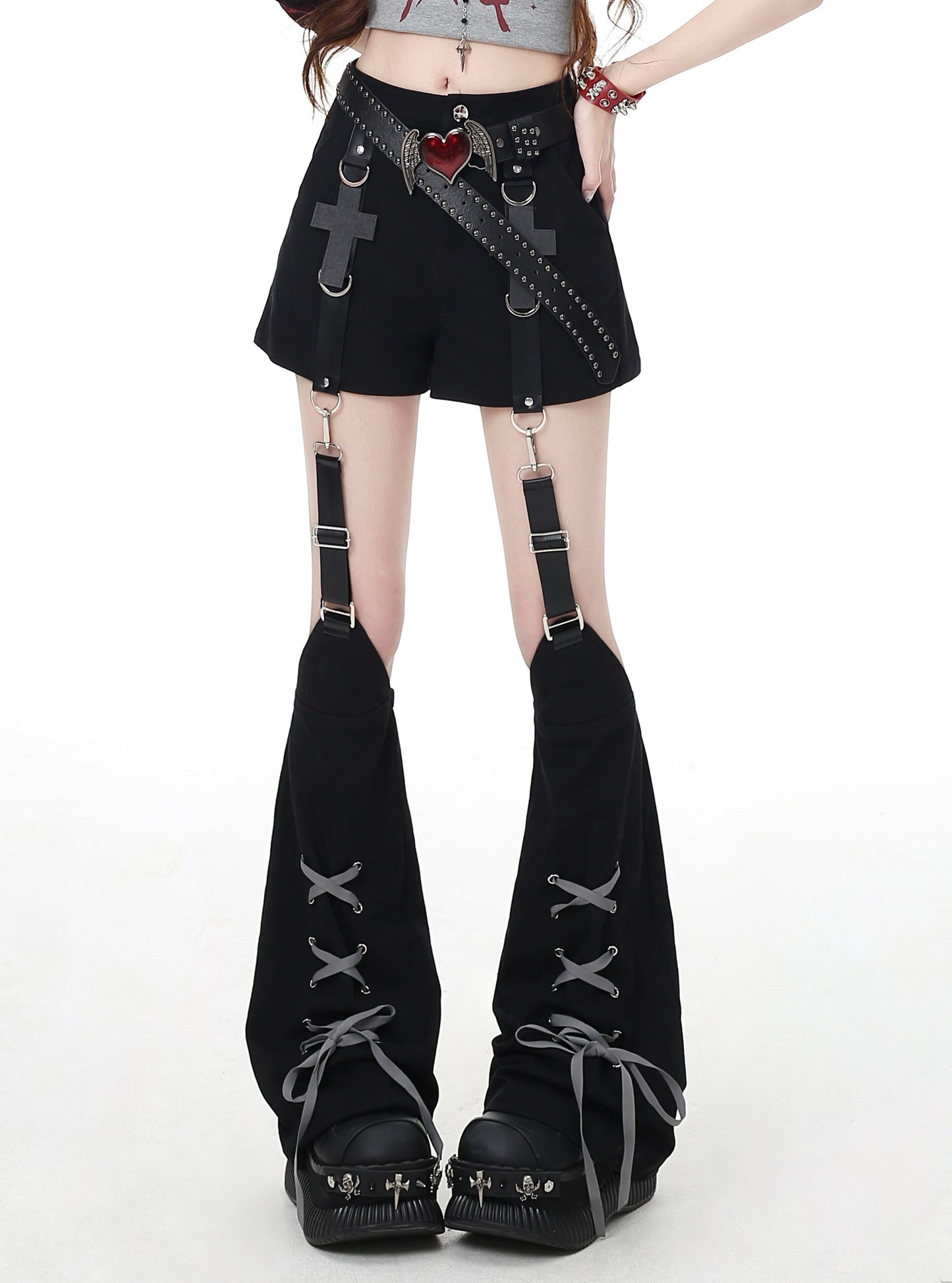 Sweet And Cool Detachable Leg Cover Design Spring And Summer Shorts For Women