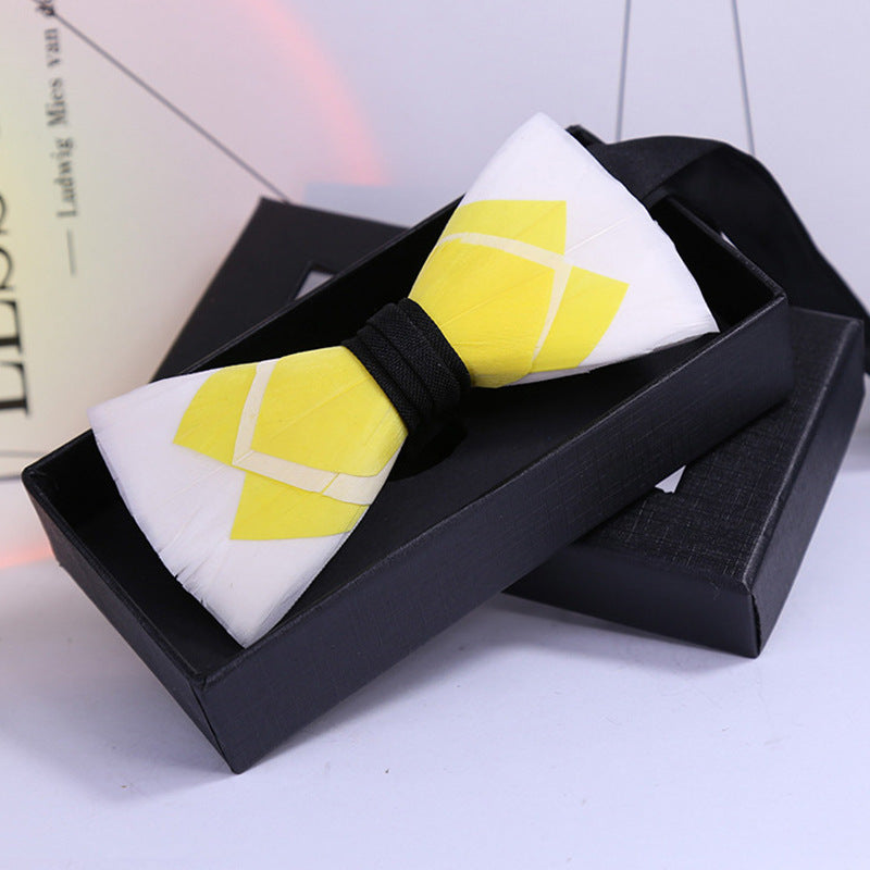 Men's Polyester Feather Bow Tie Business Host Suit Bow Tie