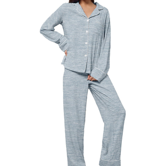 Comfortable Lapel Long Sleeve Trousers Women's Home Clothes