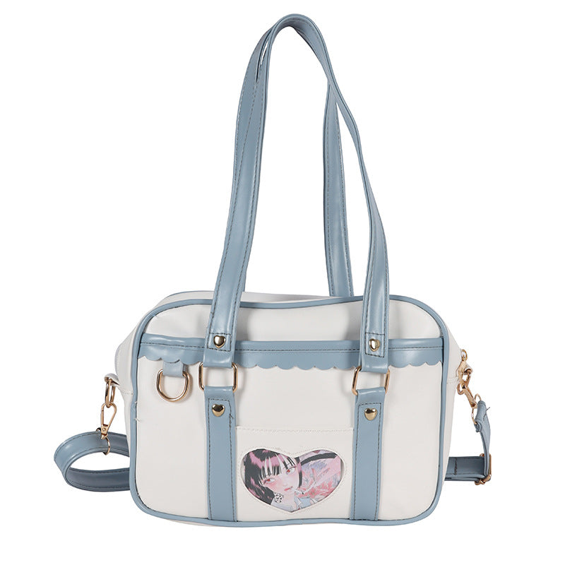 Japanese Animation Surrounding Cute Soft Sister Jk Uniform Portable Messenger Bag Funny Personality Transparent Card Student Bag