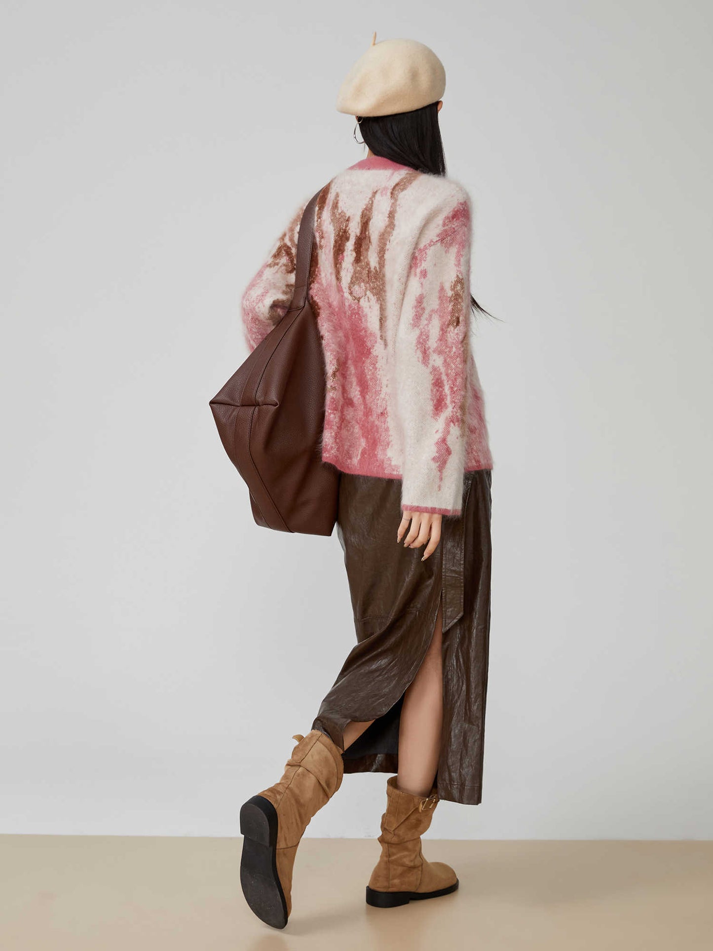 Jacquard Round Neck Pullover Loose Sweater