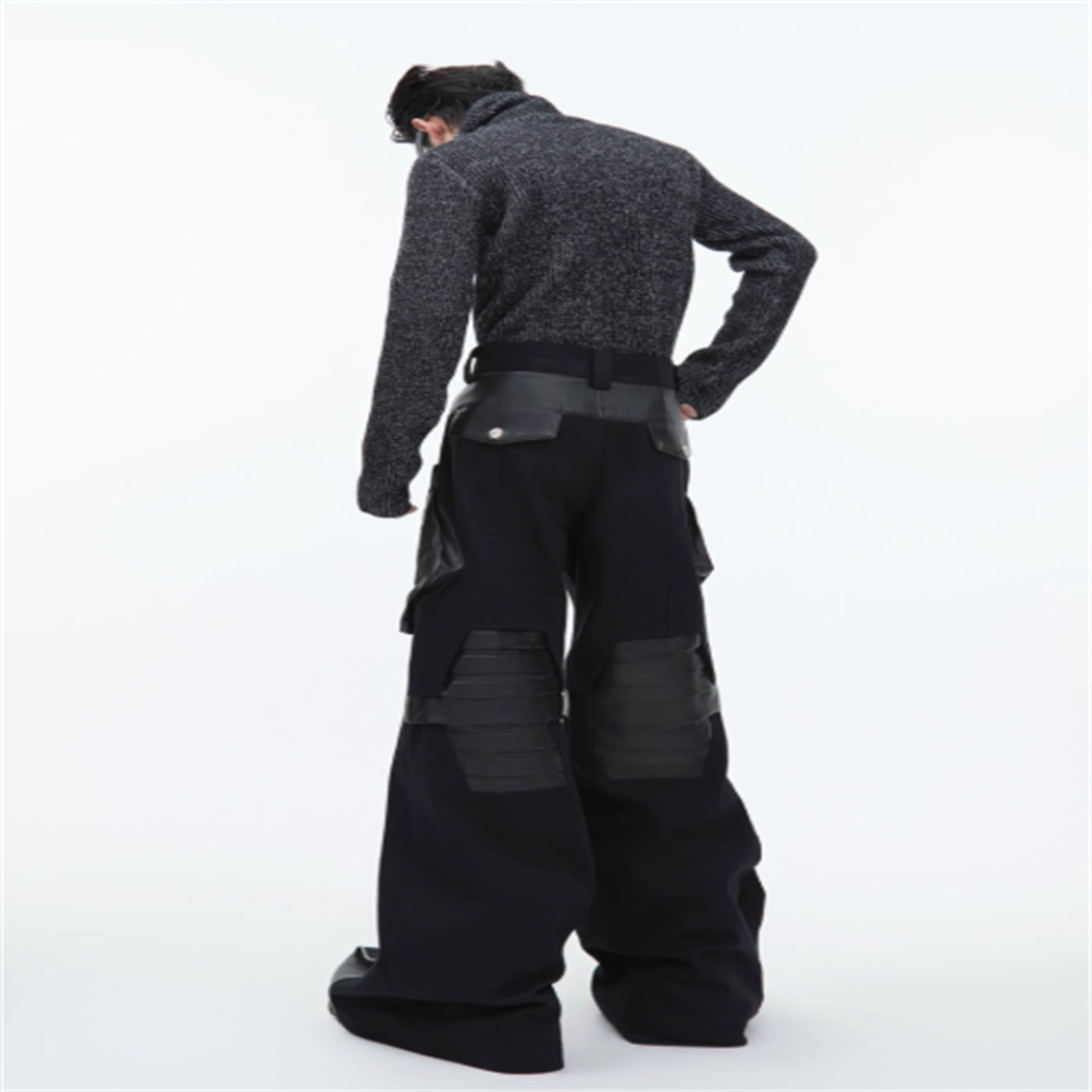 Niche Three-dimensional Groove High Collar Slim Sweater  Men