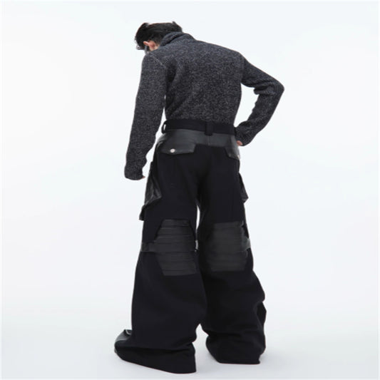 Niche Tre-dimensionel rillet højhalset slim sweater til mænd