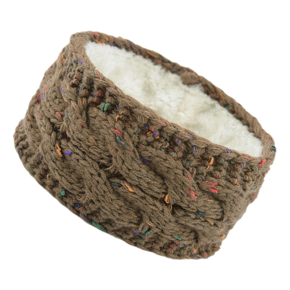 European And American Plus Velvet Knitted Hair Band Wool Color Dot Yarn Headband Variegated Warm Hair Accessories