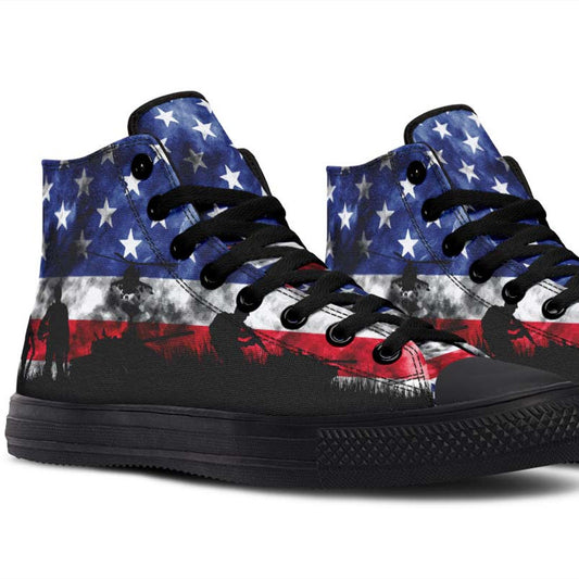 Men's And Women's Fashion Color Printing High-top Canvas Shoes