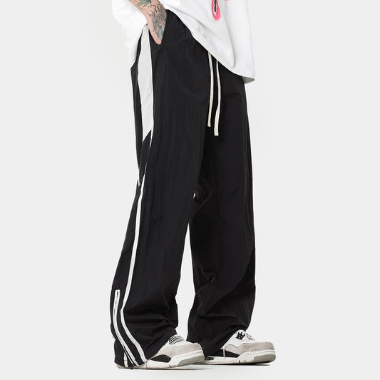 Breathable Thin Sports Casual Women's Striped Pleated Wide-leg Pants