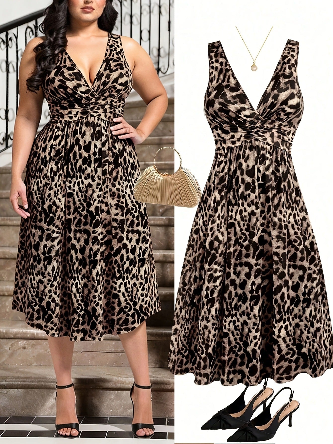 Womens Elegant Bohemian-Style Printed Dress
