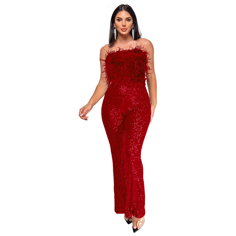 European And American Summer New Women's Sleeveless Backless Jumpsuit