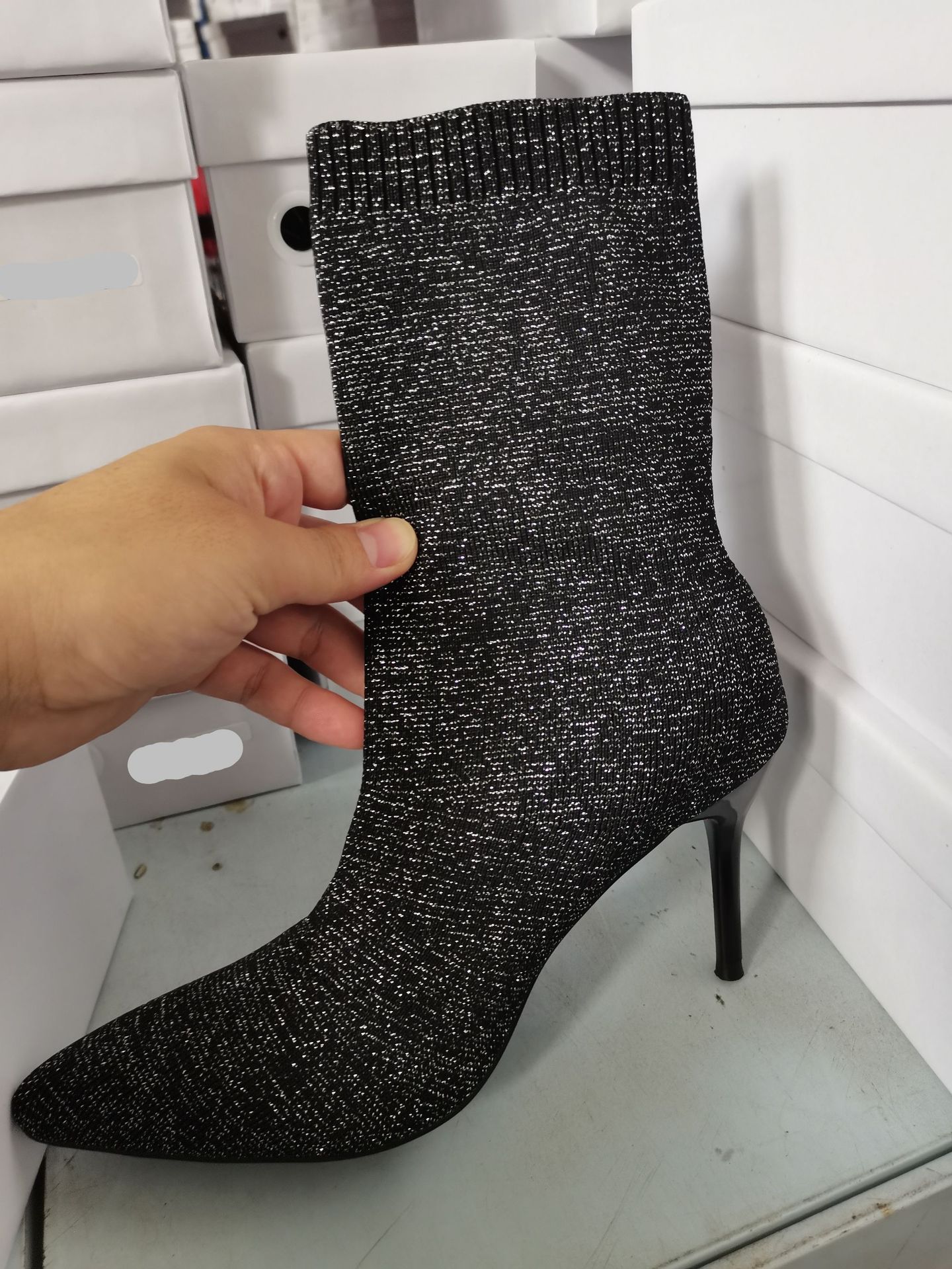 High-heeled Mid-tube Boots Were Thin Elastic Women's