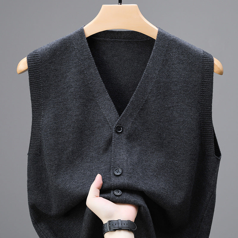 Men's Spring And Autumn Sleeveless Knitted Vest For Middle-aged And Elderly
