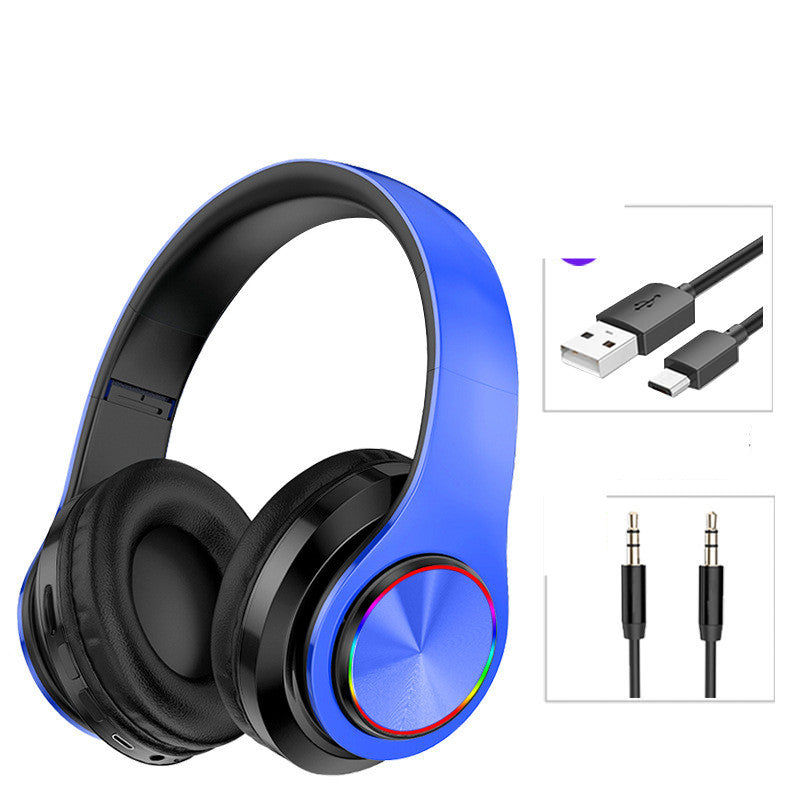 LED Wireless Bluetooth Headphones Gaming Headsets Sport Earphone with Support TF Card Colorful Breathing Lights