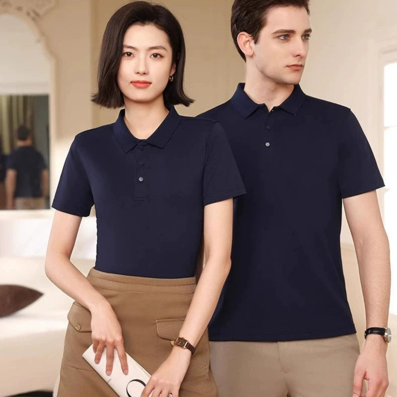 Combed Cotton Beaded Polo Shirt Lapel Overalls