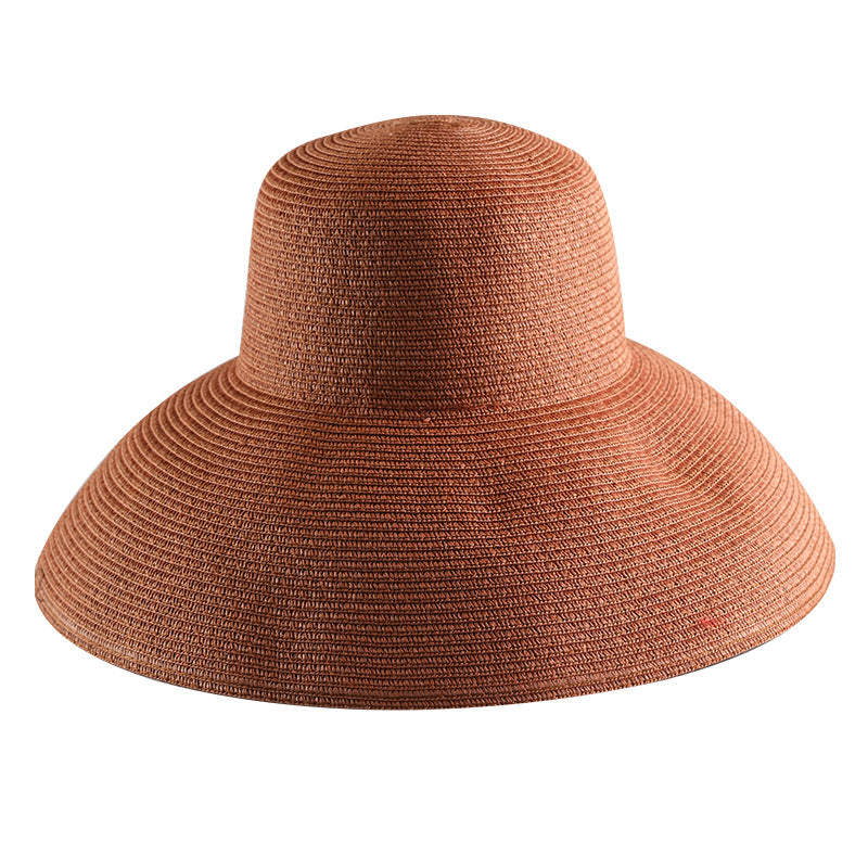 Big Brim Straw Hat On The Beach With Sun Protection And Sunshade