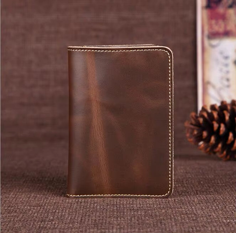 New 2022 Genuine Leather Passport Wallet Vintage Cow Leather Passport Cover Unisex Wallet Credit Card Holder Travel Wallet