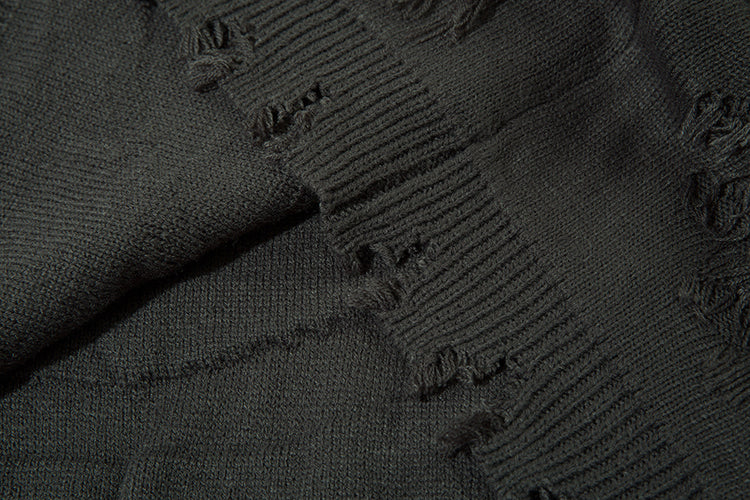 Heavy Industry Ripped Cat Beard Sweater Round Neck Sweater