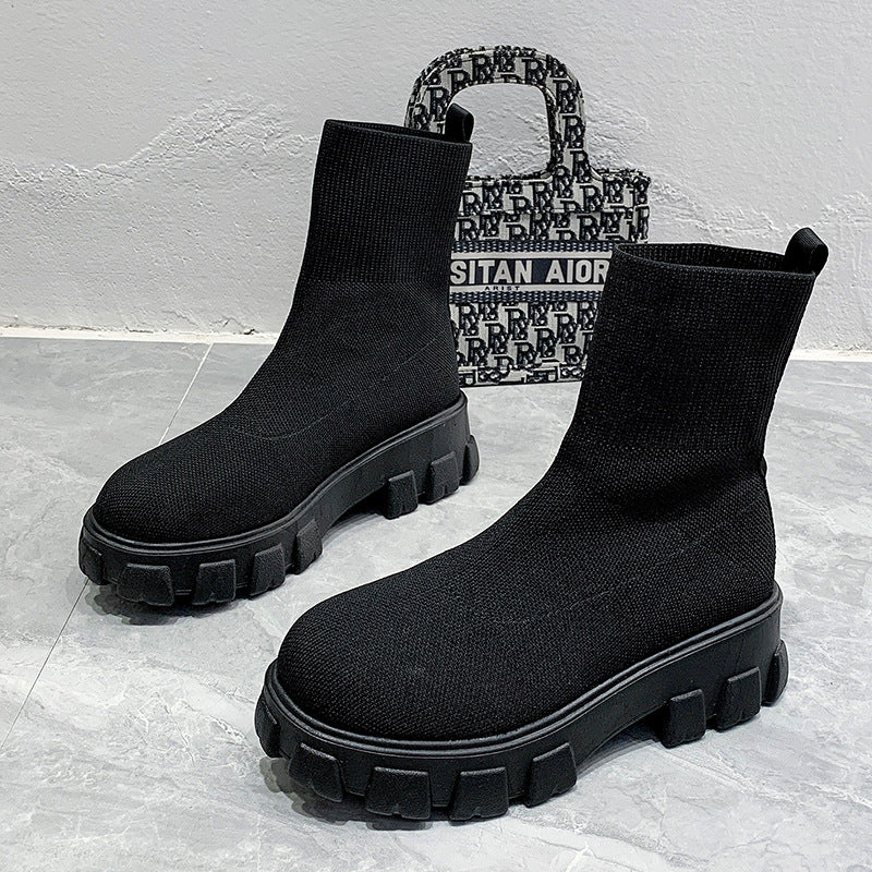 European And American Mid-tube Boots Set Foot Large Size