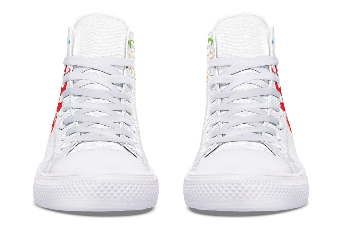 Men's And Women's Fashion Color Printing High-top Canvas Shoes