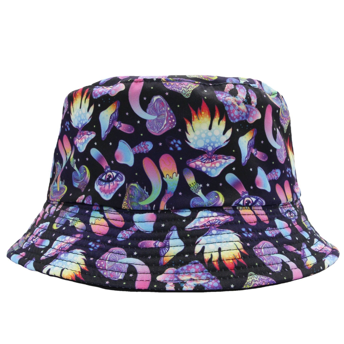 Mushroom Fisherman Hat Female Double Sided Wearable Cartoon Print
