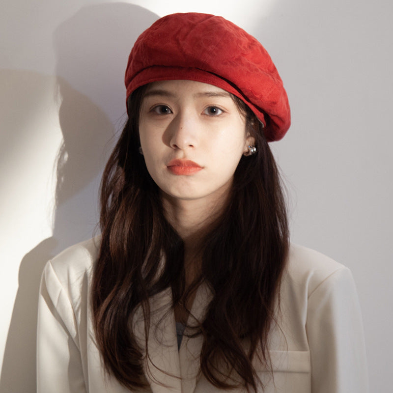 Women's Solid Color British Retro Art Painter Hat