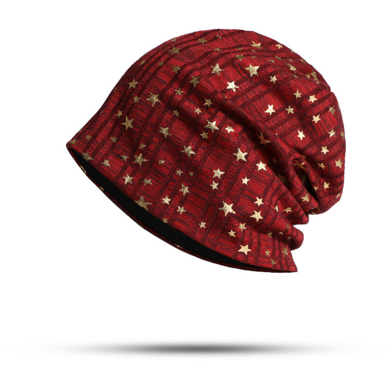 Women's Bronzing Five-pointed Star Pullover Knitted Wool Hat