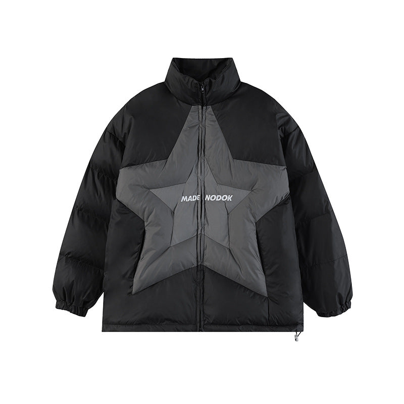 Corduroy Patchwork Stand-up Collar Men's And Women's Coats