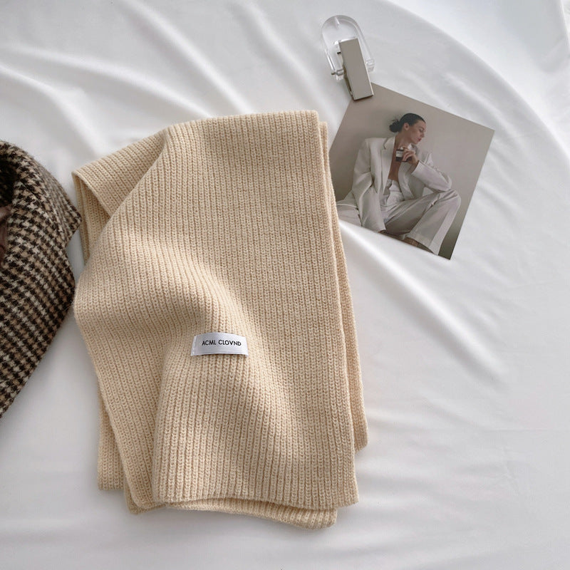 Women's Monochrome Thick Wool Knitted Scarf