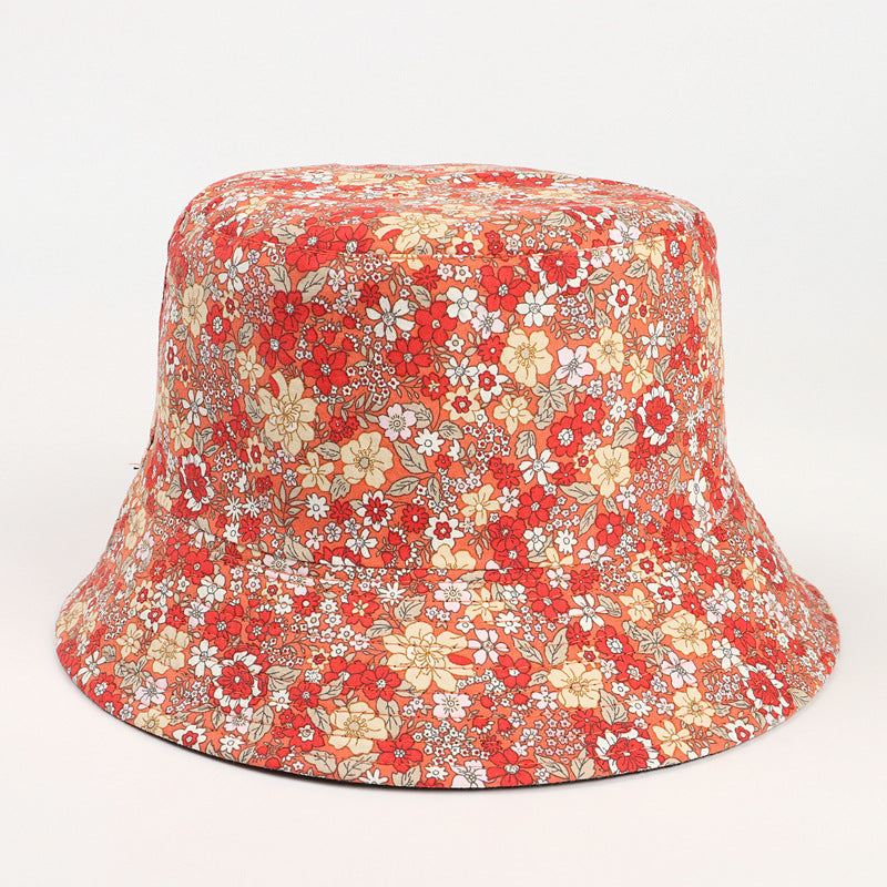 Women's Small Chrysanthemum Double-sided Printing Bucket Fisherman Hat
