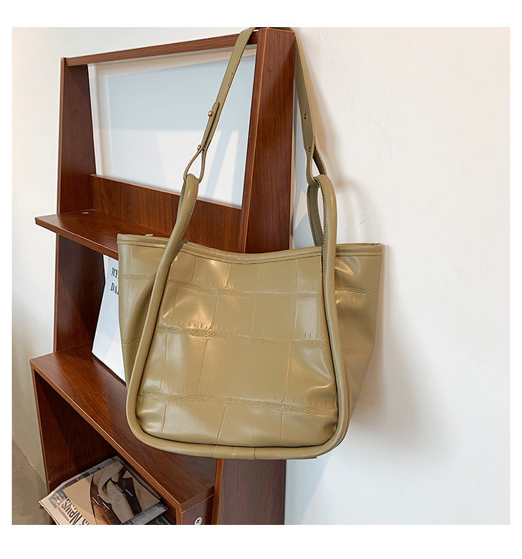 Female Simple Net Red Tote Bag Texture Commuter Briefcase Handbag