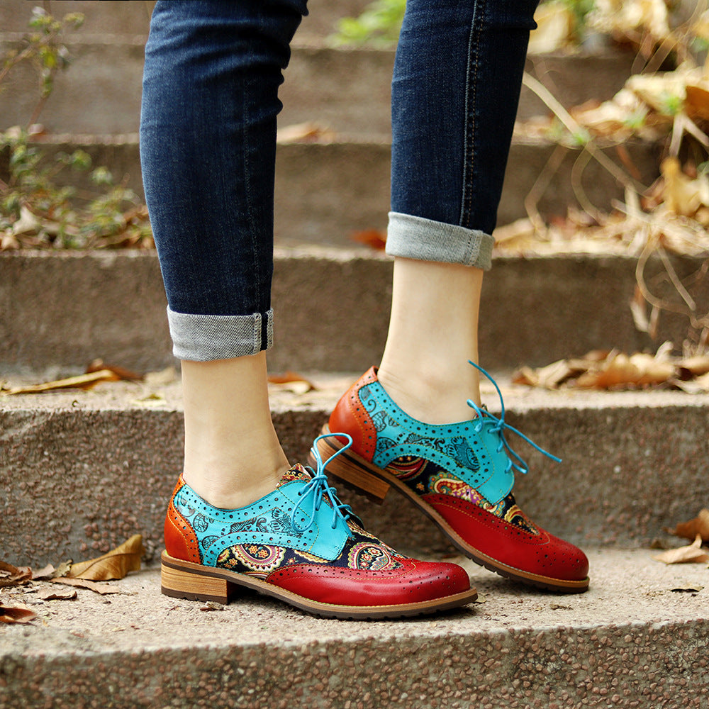 Casual Retro Ethnic Style Brogue Leather Shoes