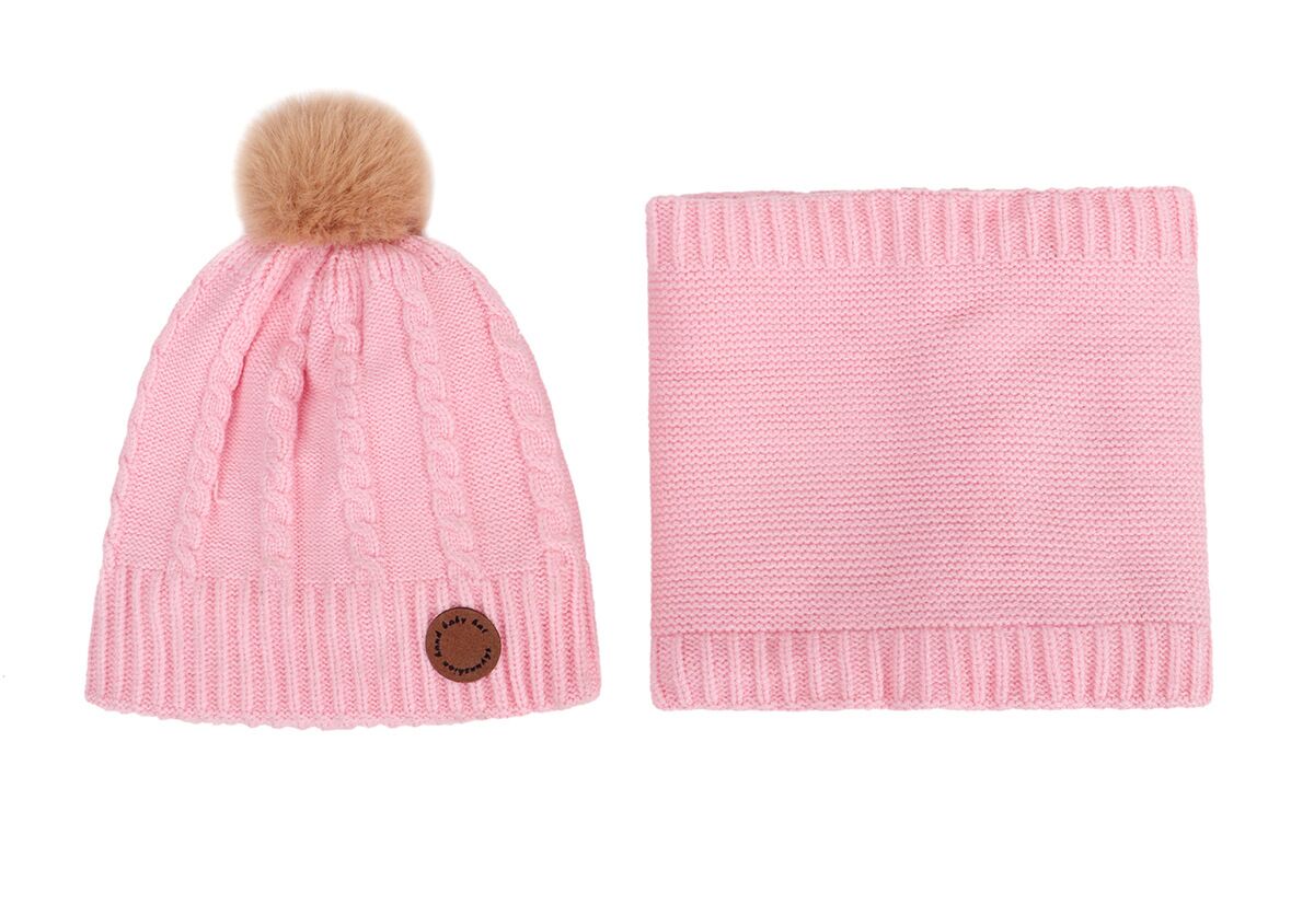 Children's Knitted Hat And Scarf Two-piece Autumn And Winter Fleece