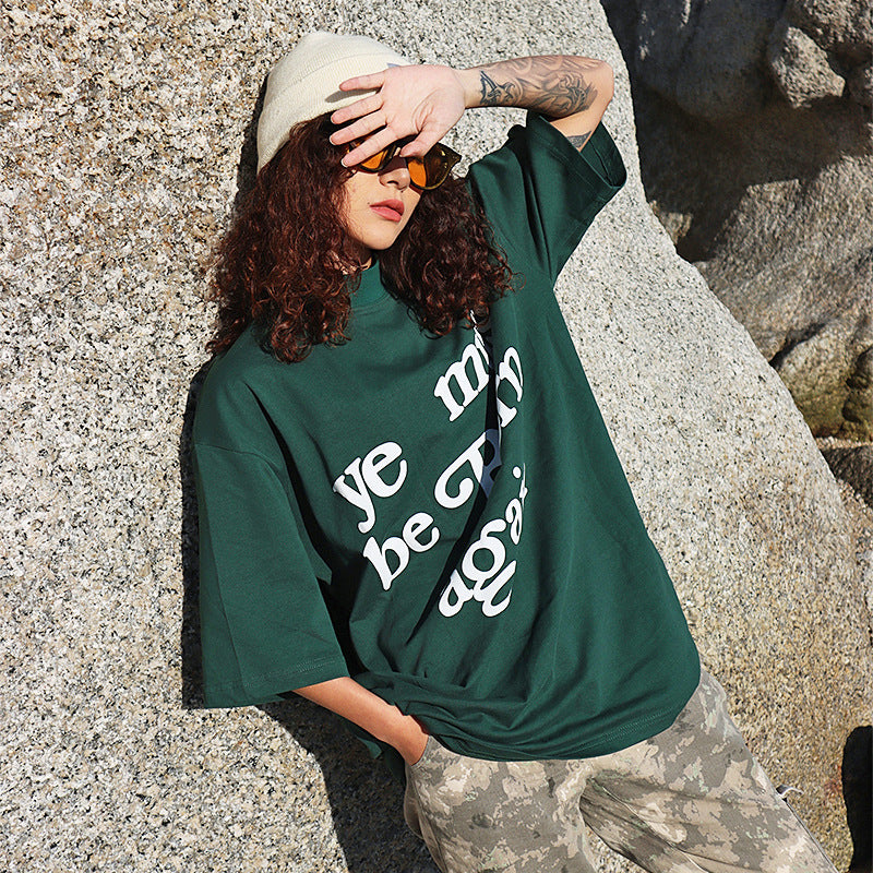 Letter You Must Be Born Again Printed Short Sleeve T-shirt