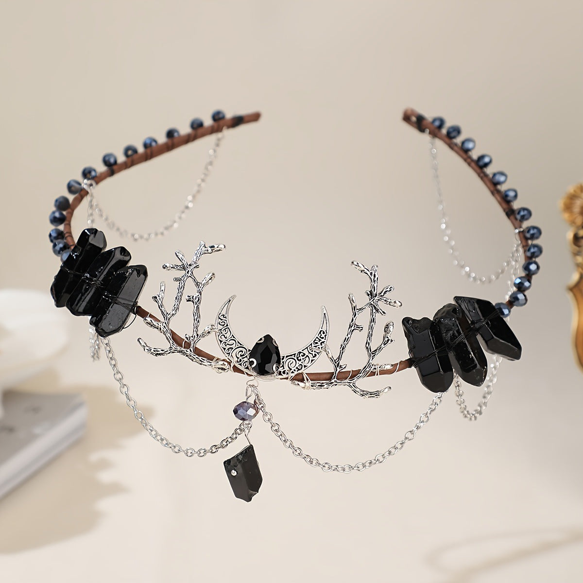 Handwoven Moon Tassel Chain Hairband For Women