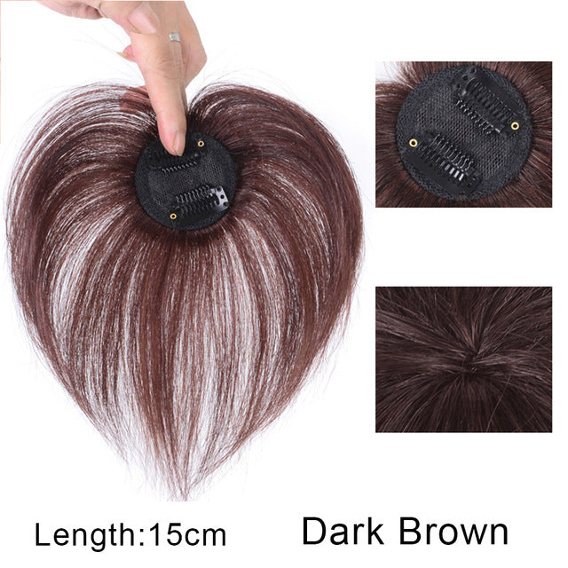 Women's Head Hair Replacement Center-parted Wig Air Side Bangs Two-card Straight Hair