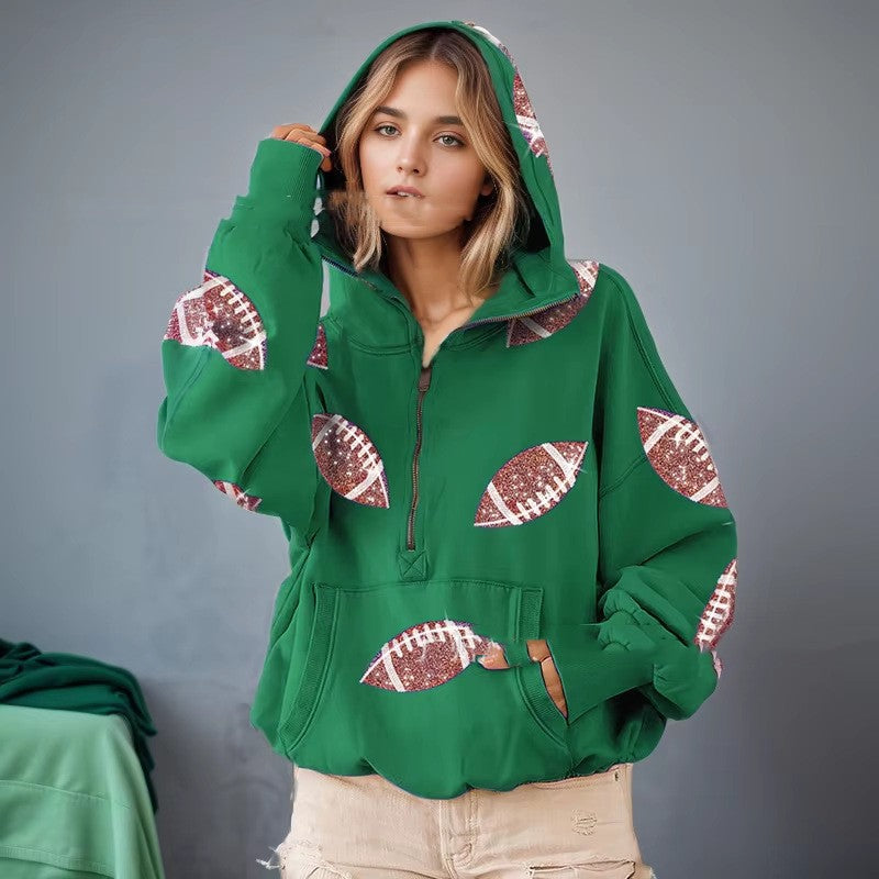 Hooded Long Sleeve Kangaroo Pocket Women's Sweater