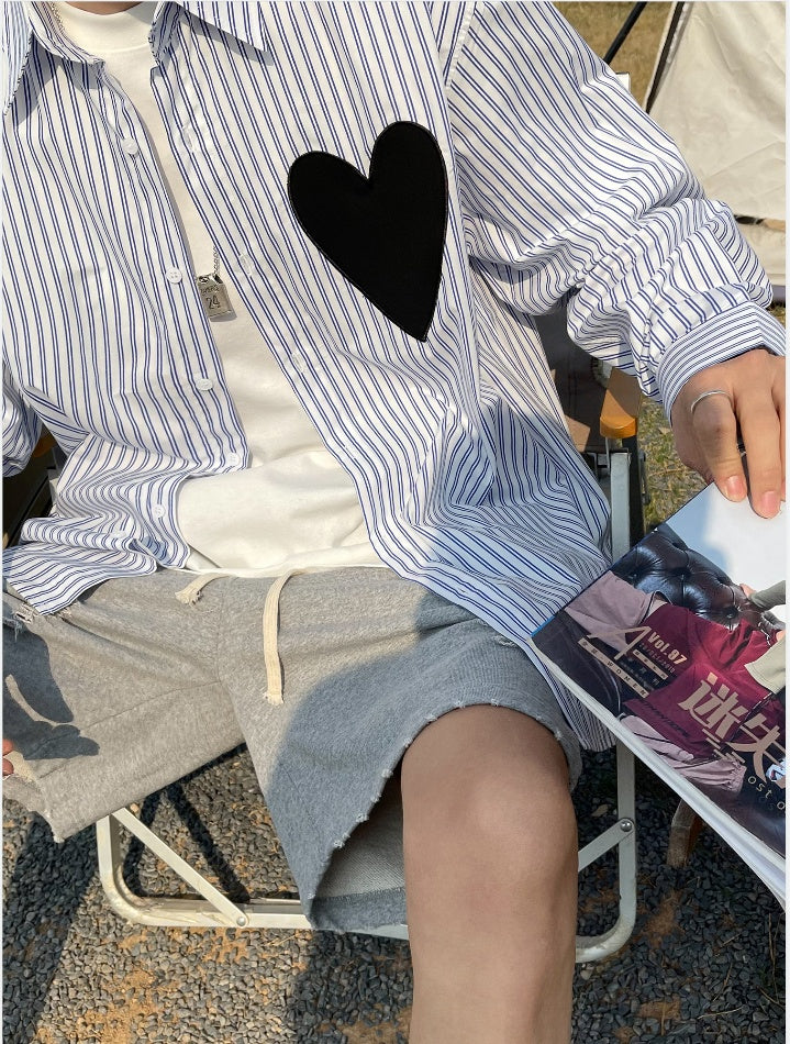 Design Striped Shirt Men's Trendy Long Sleeves