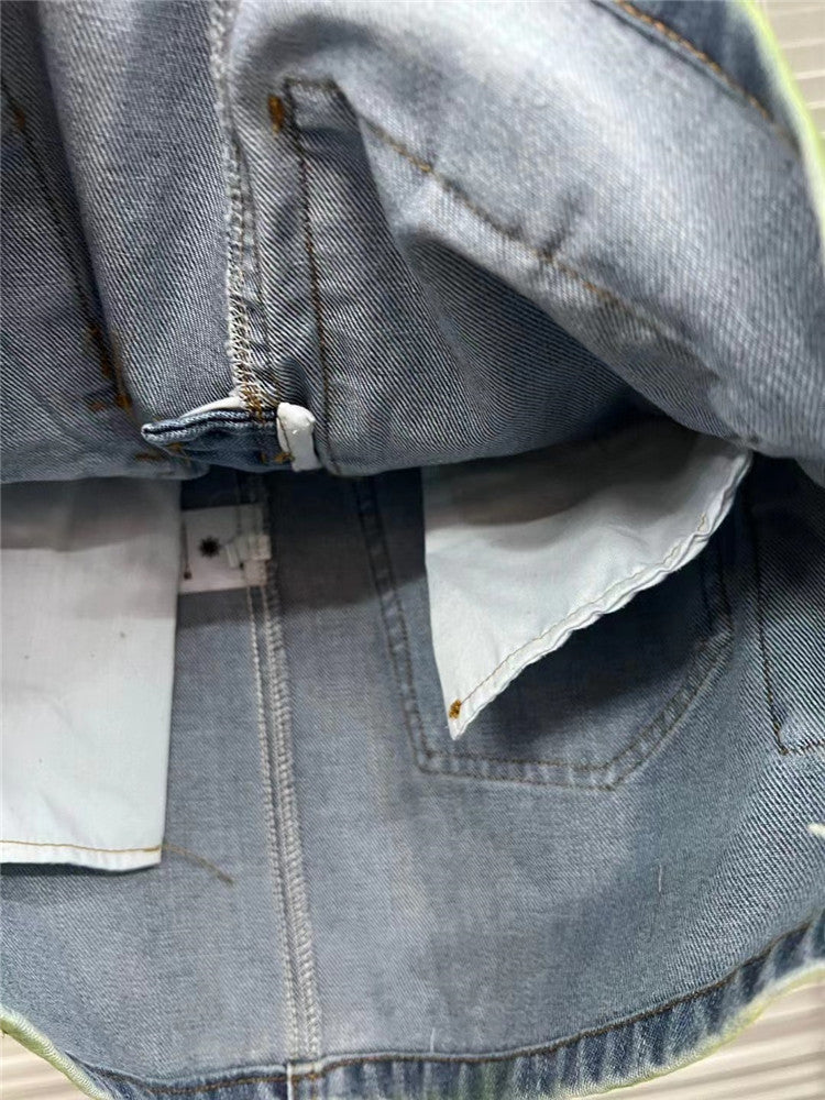Summer Worn-out Heavy Industry Spray Painting Work Attire Slimming Denim Skirt