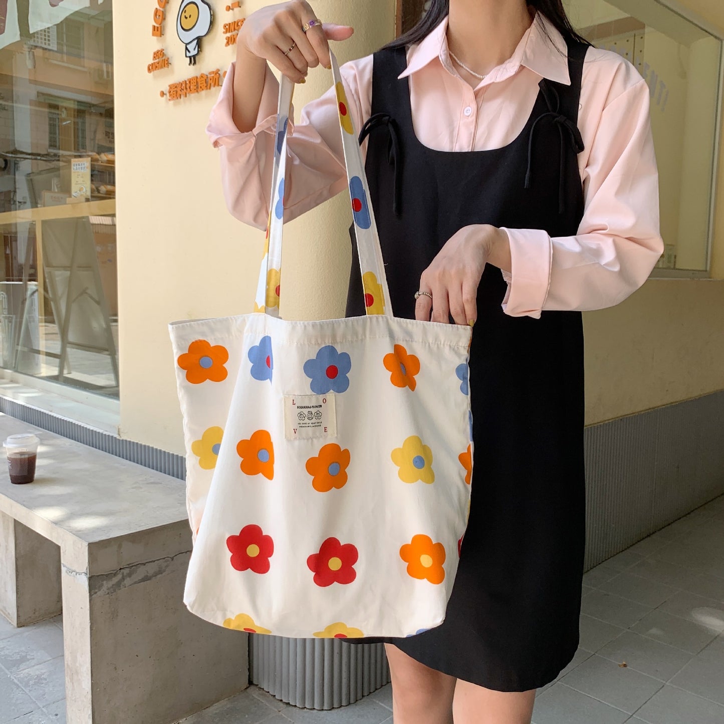 Tote Large Capacity Fashion Floral Canvas Shoulder Bag