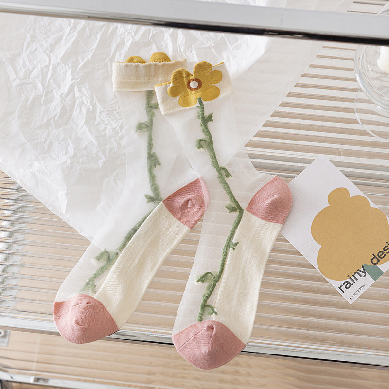 Medium Tube Socks With Transparent Tulip