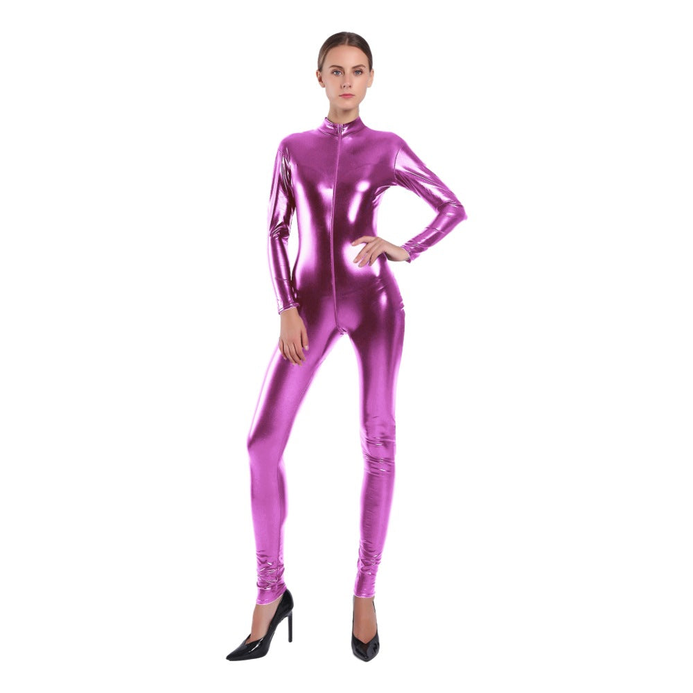 Women's Rubberized Faux Leather Shiny Bodysuit