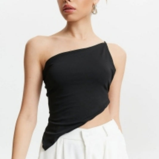 Single-shoulder Suspender Small Top Off-shoulder Short Top
