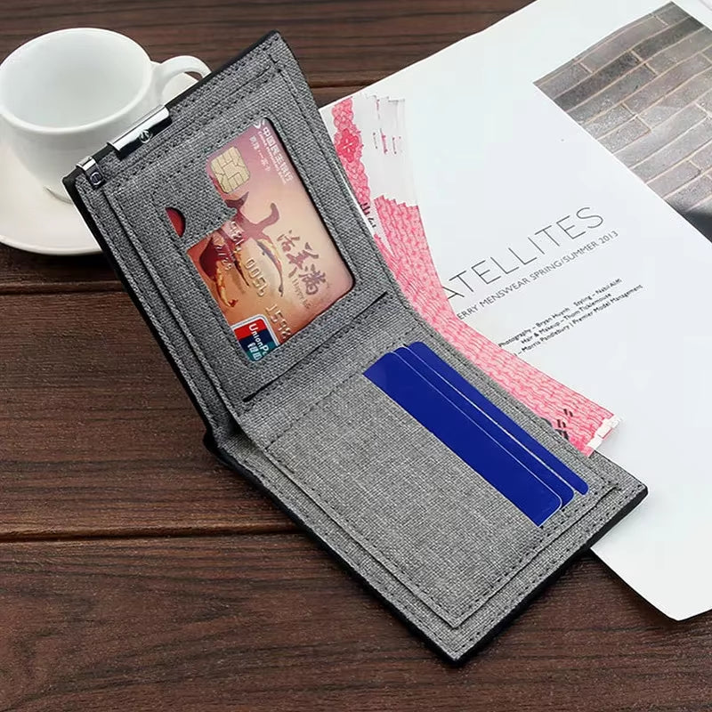 Denim Wallets Purses Men Women Inserts Business Foldable Cowhide Wallet Picture Coin Purse Slim Money Credit ID Cards Holder Bag